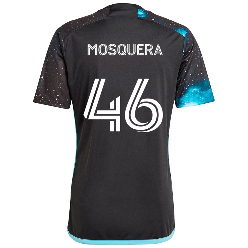 Dětské Juan Camilo Mosquera #46 Černá Modrá Domů Hráčské Dresy 2024/25 Dres