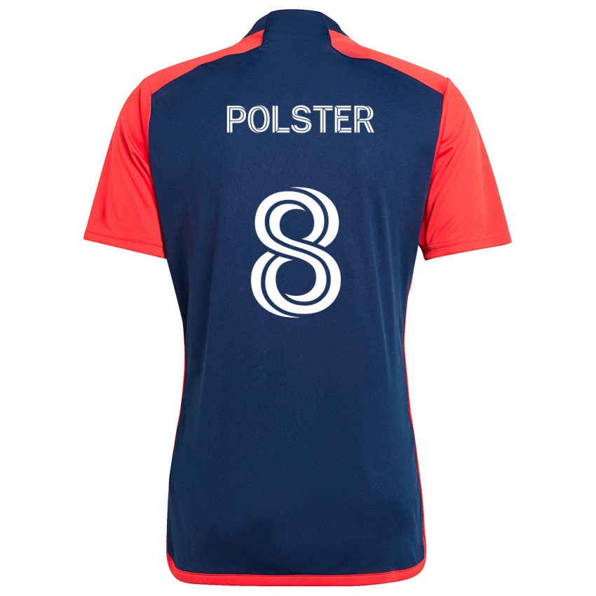 Dětské Matt Polster #8 Modrá Červená Domů Hráčské Dresy 2024/25 Dres