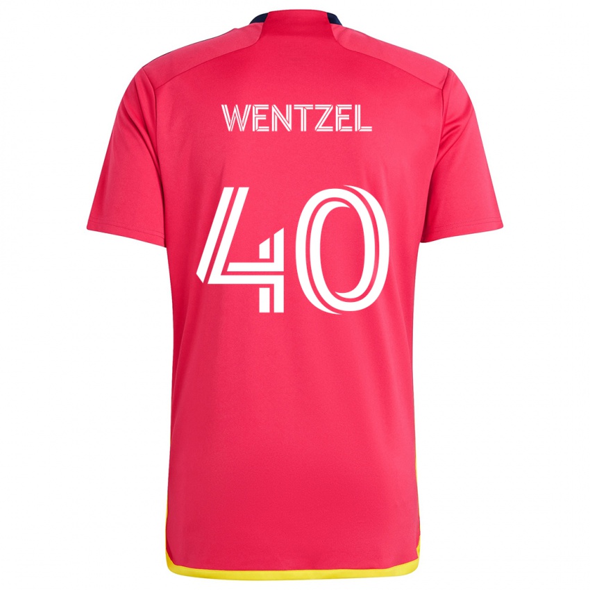 Dětské Michael Wentzel #40 Červená Modrá Domů Hráčské Dresy 2024/25 Dres