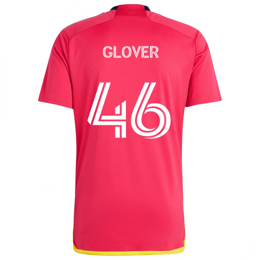 Dětské Caden Glover #46 Červená Modrá Domů Hráčské Dresy 2024/25 Dres