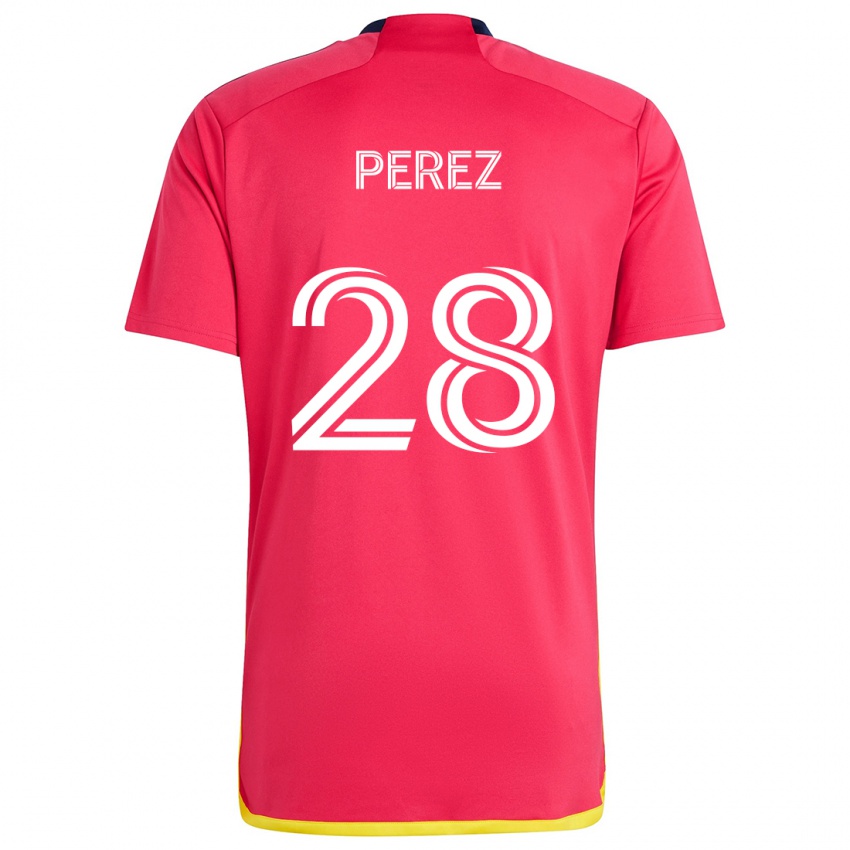 Dětské Miguel Perez #28 Červená Modrá Domů Hráčské Dresy 2024/25 Dres