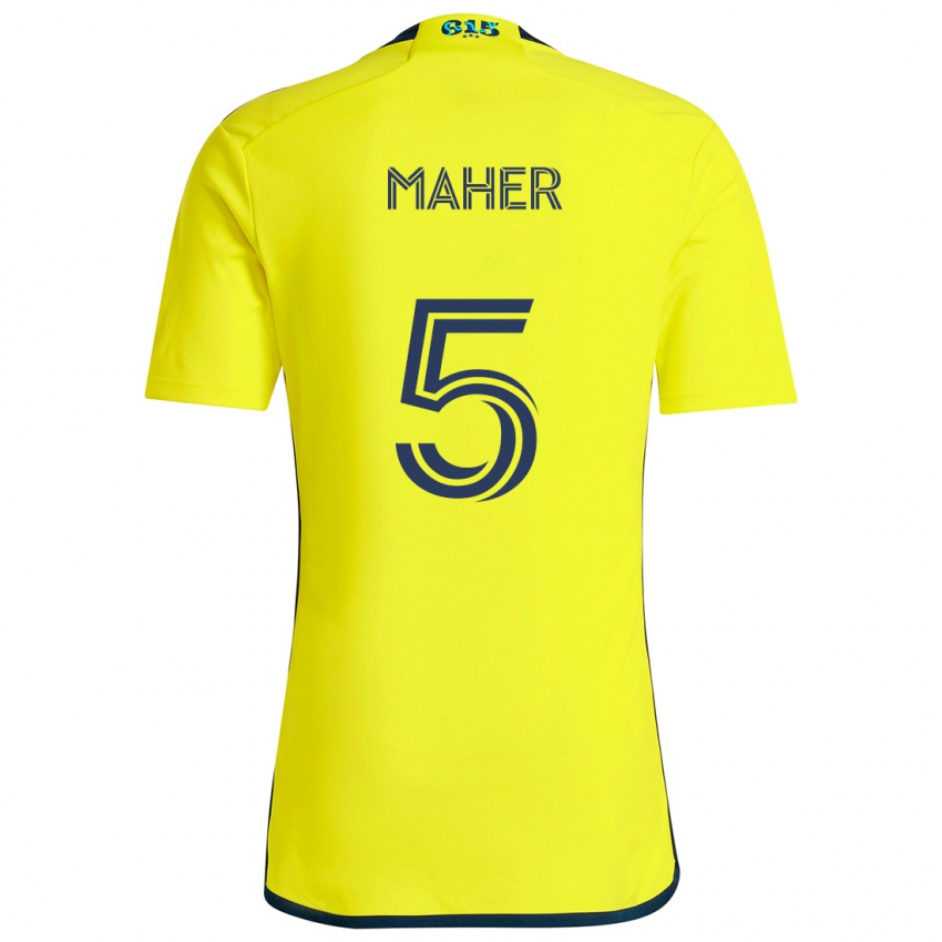 Dětské Jack Maher #5 Žlutá Modrá Domů Hráčské Dresy 2024/25 Dres