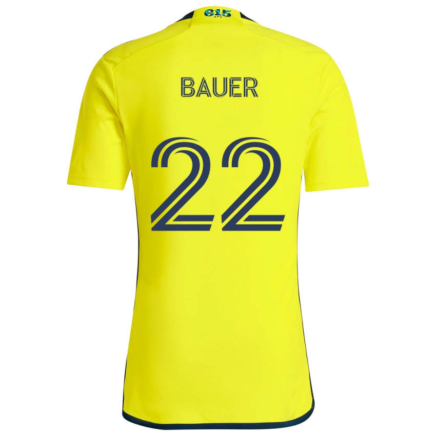 Dětské Josh Bauer #22 Žlutá Modrá Domů Hráčské Dresy 2024/25 Dres