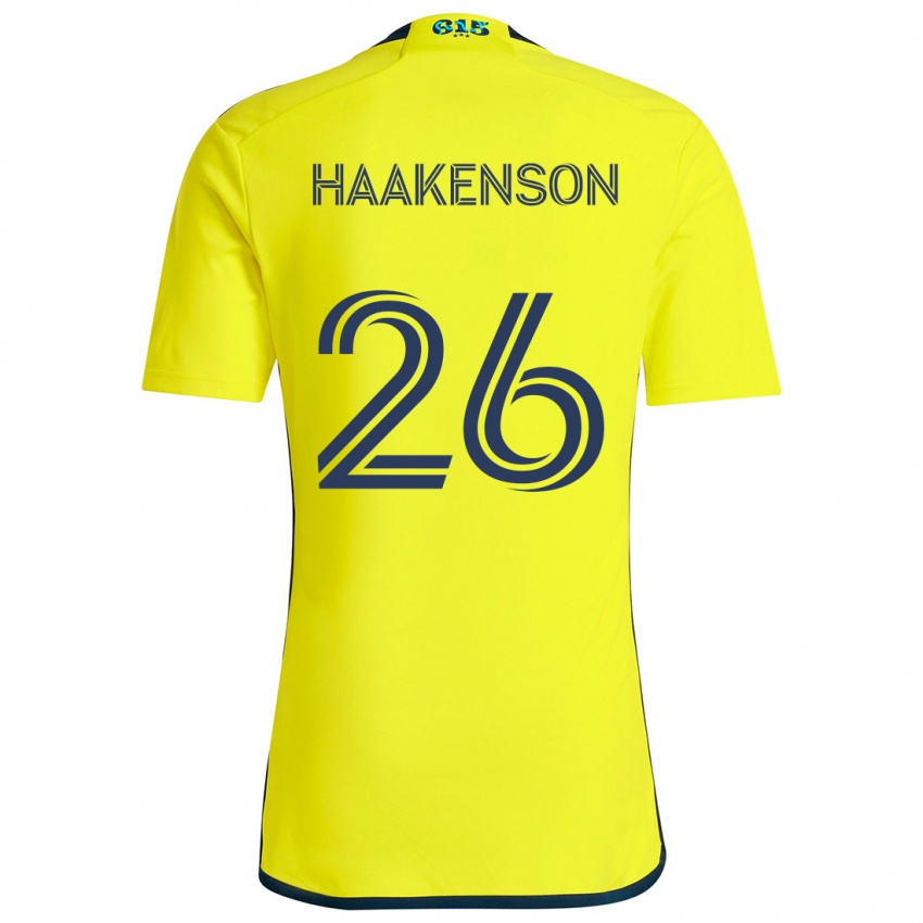 Dětské Luke Haakenson #26 Žlutá Modrá Domů Hráčské Dresy 2024/25 Dres