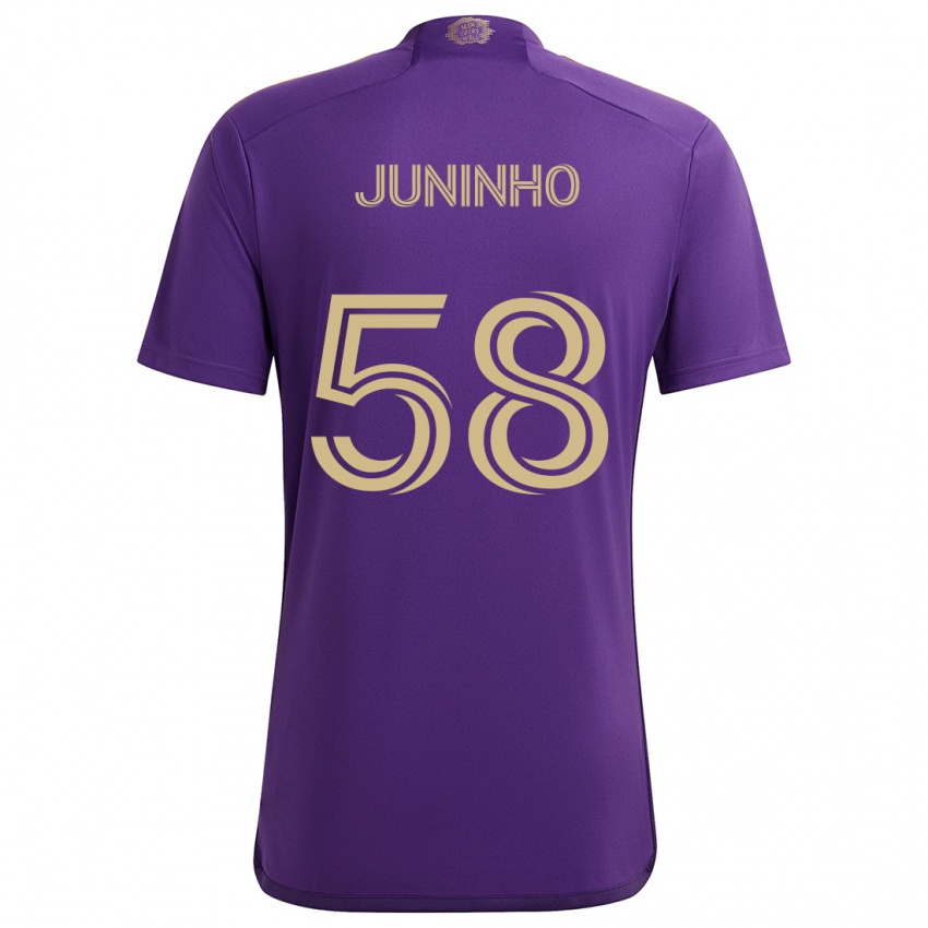 Dětské Juninho #58 Fialově Žlutá Domů Hráčské Dresy 2024/25 Dres