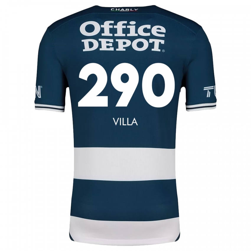 Dětské Adrián Villa #290 Modrá Bílá Domů Hráčské Dresy 2024/25 Dres