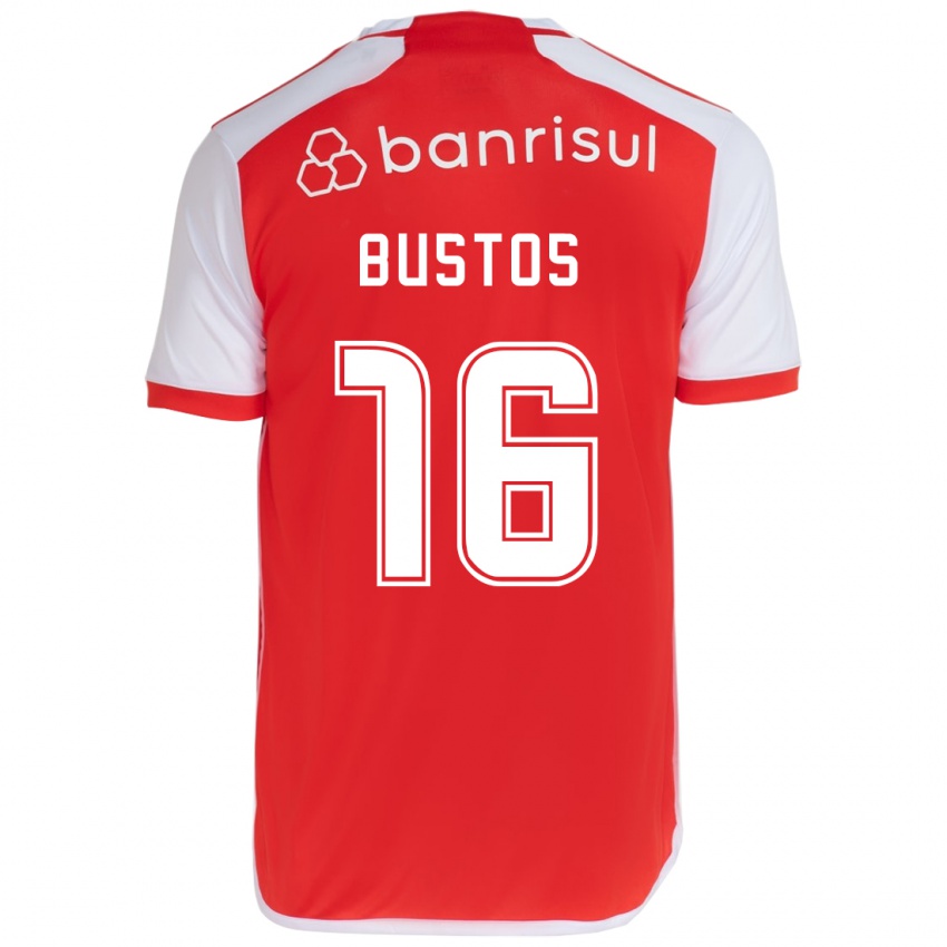 Dětské Fabricio Bustos #16 Červená Bílá Domů Hráčské Dresy 2024/25 Dres