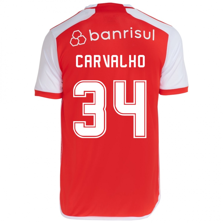 Dětské Gabriel Carvalho #34 Červená Bílá Domů Hráčské Dresy 2024/25 Dres