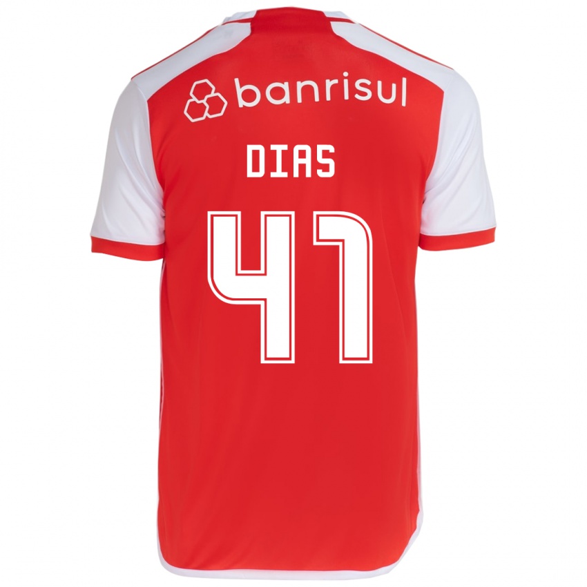 Dětské Matheus Dias #41 Červená Bílá Domů Hráčské Dresy 2024/25 Dres