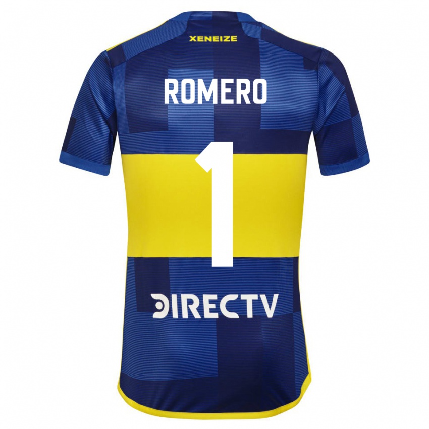 Dětské Sergio Romero #1 Modrá Žlutá Domů Hráčské Dresy 2024/25 Dres