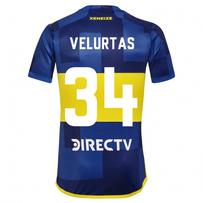 Dětské Pedro Velurtas #34 Modrá Žlutá Domů Hráčské Dresy 2024/25 Dres