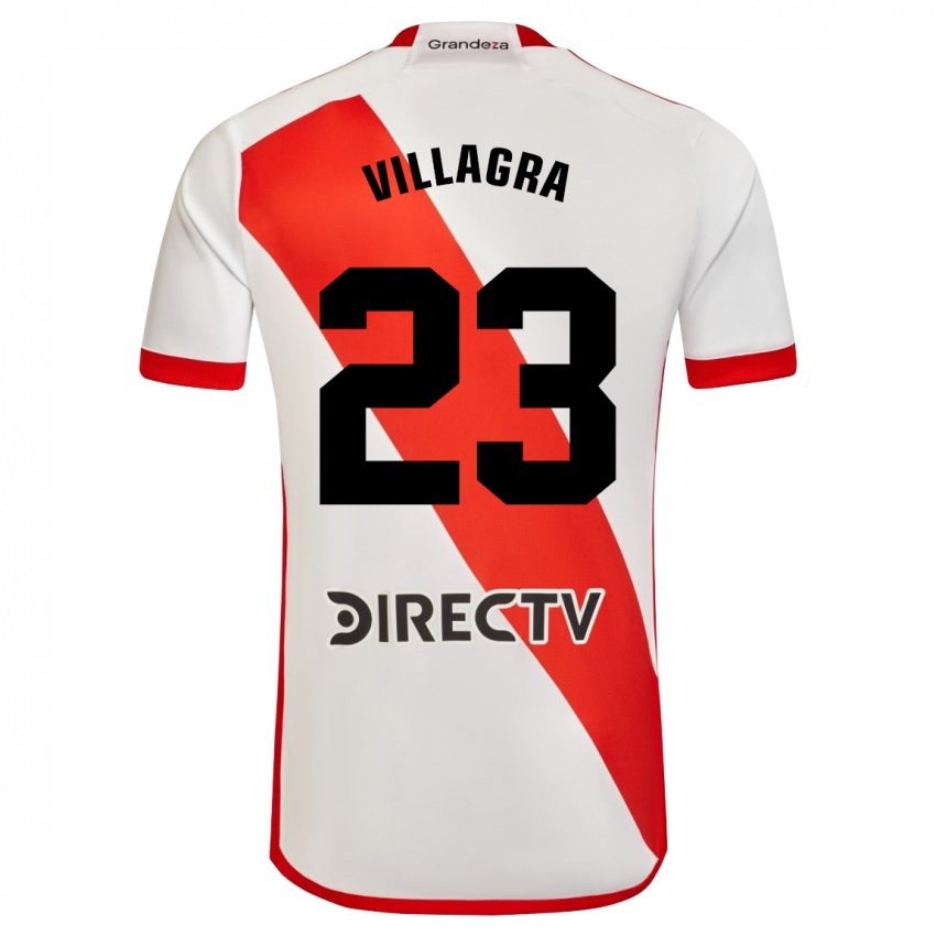 Dětské Rodrigo Villagra #23 Bílá Červená Domů Hráčské Dresy 2024/25 Dres