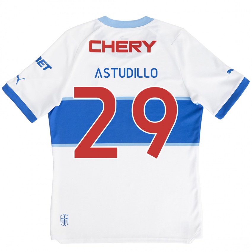 Dětské Aaron Astudillo #29 Bílá Modrá Domů Hráčské Dresy 2024/25 Dres