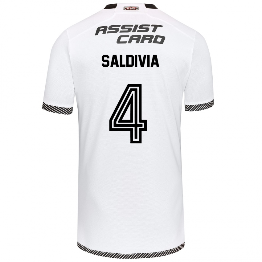 Dětské Alan Saldivia #4 Bílý Černý Domů Hráčské Dresy 2024/25 Dres