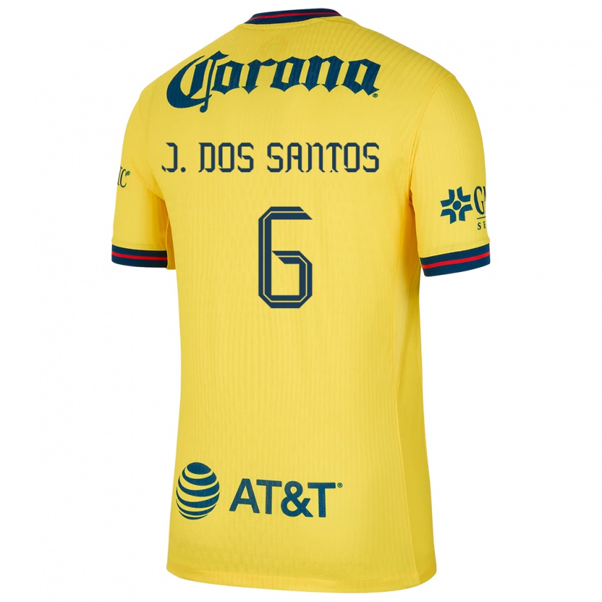 Dětské Jonathan Dos Santos #6 Žlutá Modrá Domů Hráčské Dresy 2024/25 Dres