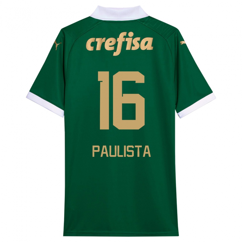 Dětské Caio Paulista #16 Zelená Bílá Domů Hráčské Dresy 2024/25 Dres