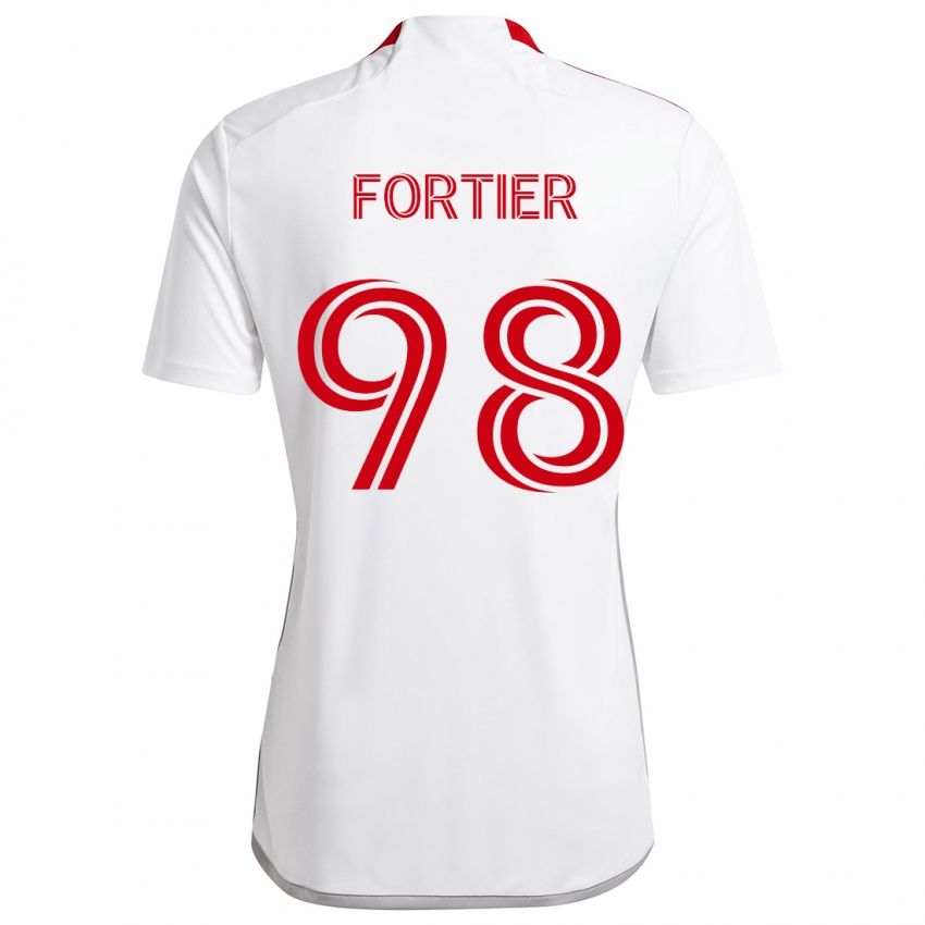 Dětské Kristjan Fortier #98 Bílá Červená Daleko Hráčské Dresy 2024/25 Dres