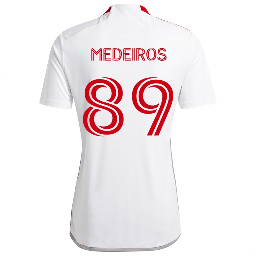 Dětské Matthew Medeiros #89 Bílá Červená Daleko Hráčské Dresy 2024/25 Dres