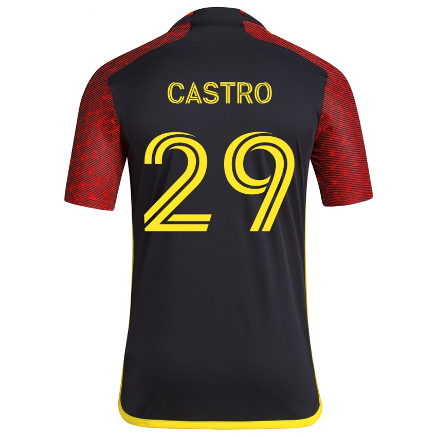 Dětské Jacob Castro #29 Červená Černá Daleko Hráčské Dresy 2024/25 Dres