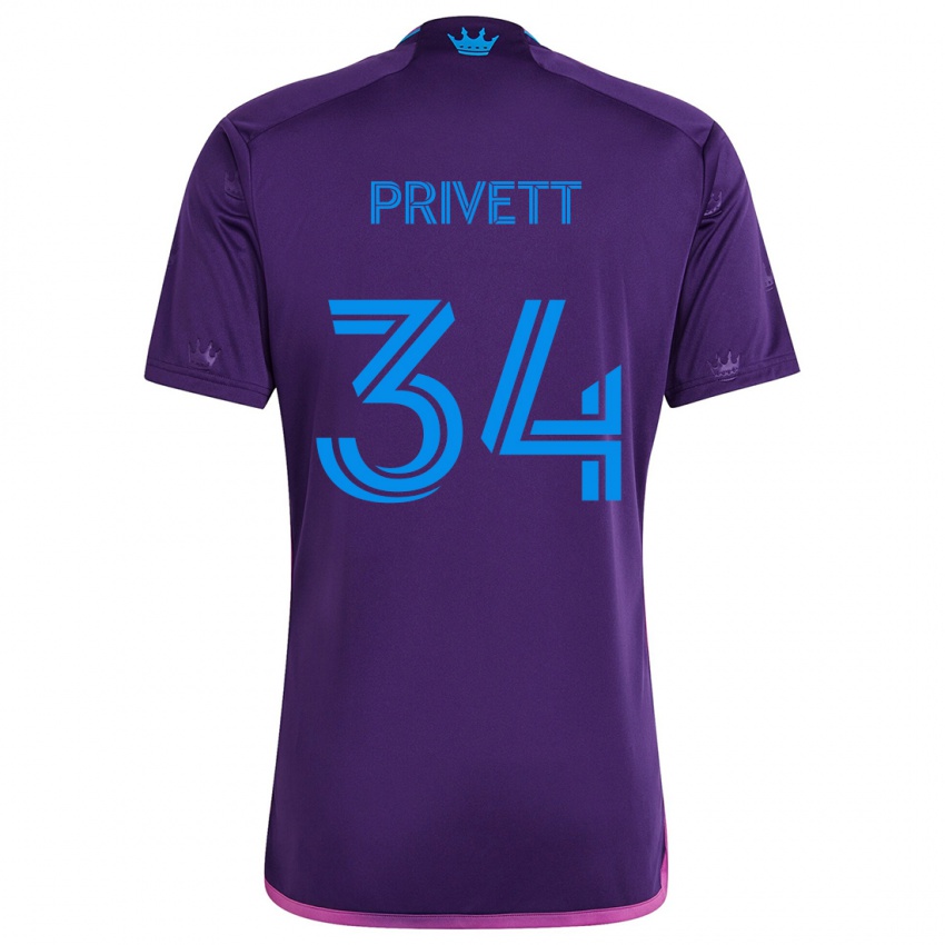 Dětské Andrew Privett #34 Fialová Modrá Daleko Hráčské Dresy 2024/25 Dres