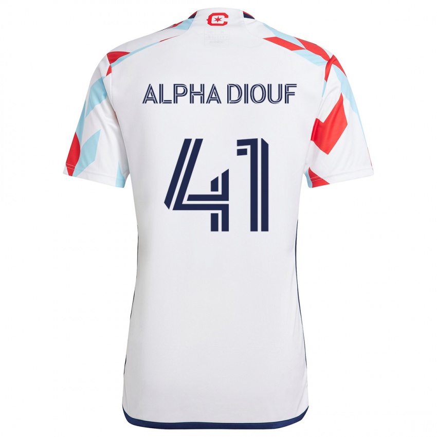 Dětské Jean Alpha Diouf #41 Bílá Červená Modrá Daleko Hráčské Dresy 2024/25 Dres