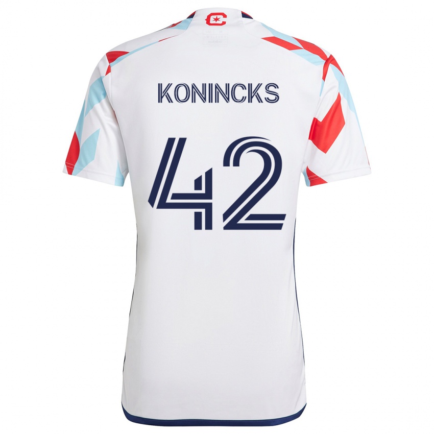 Dětské Diego Konincks #42 Bílá Červená Modrá Daleko Hráčské Dresy 2024/25 Dres