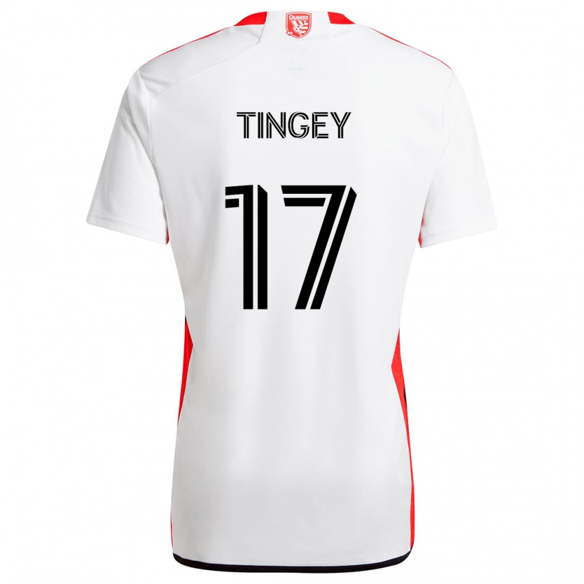 Dětské Keegan Tingey #17 Bílá Červená Daleko Hráčské Dresy 2024/25 Dres