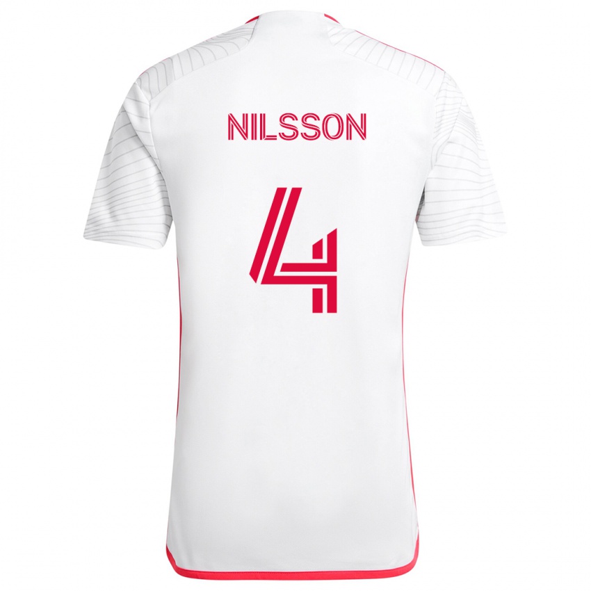 Dětské Joakim Nilsson #4 Bílá Červená Daleko Hráčské Dresy 2024/25 Dres