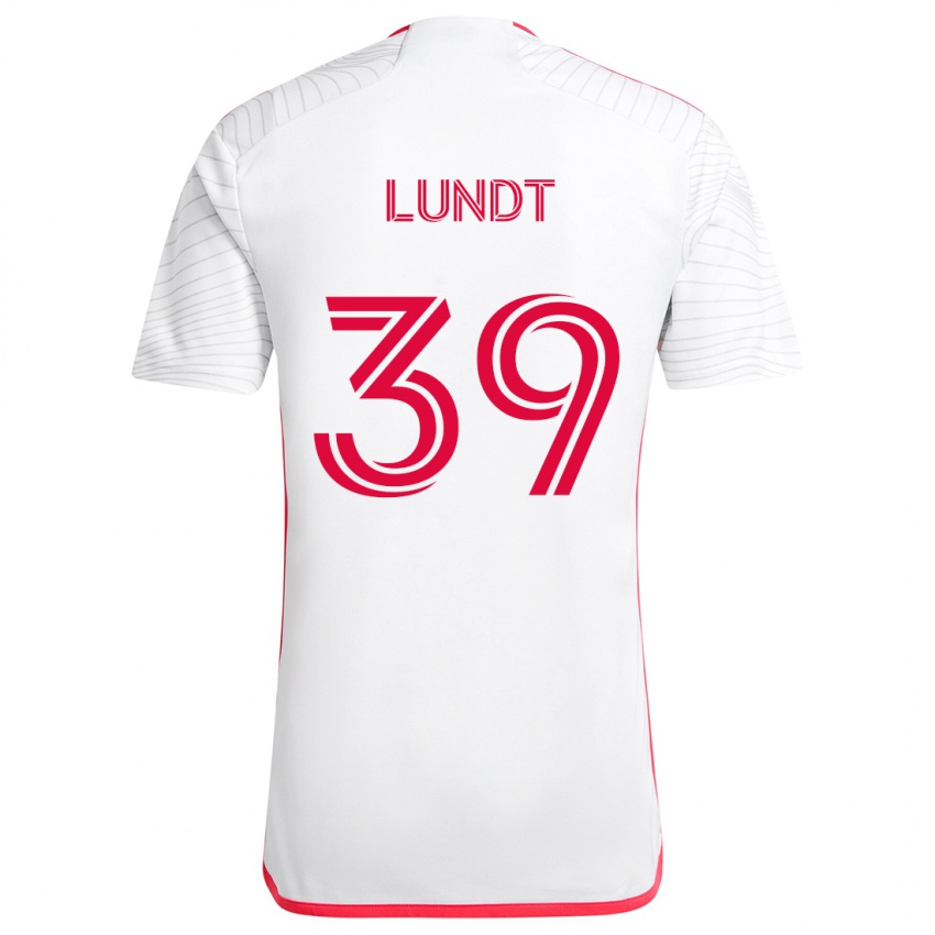 Dětské Ben Lundt #39 Bílá Červená Daleko Hráčské Dresy 2024/25 Dres