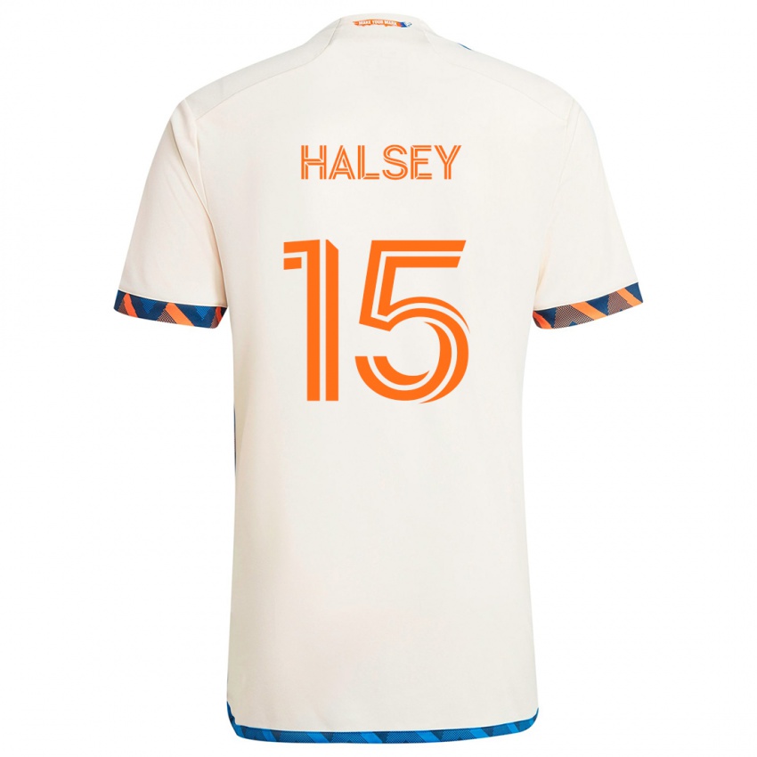 Dětské Bret Halsey #15 Bílá Oranžová Daleko Hráčské Dresy 2024/25 Dres