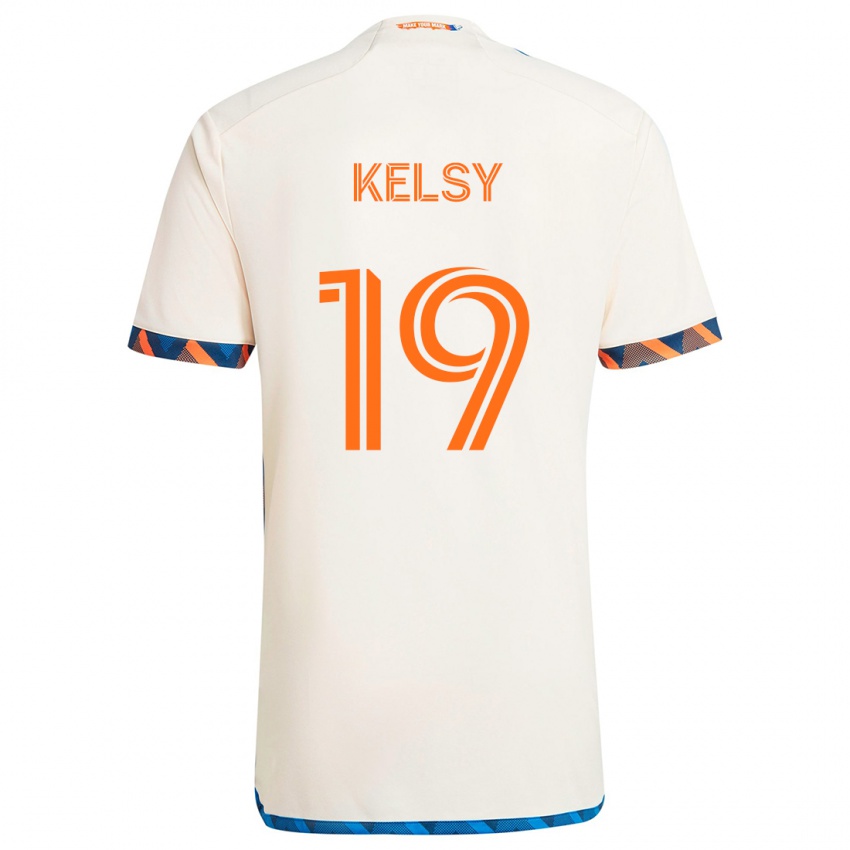 Dětské Kevin Kelsy #19 Bílá Oranžová Daleko Hráčské Dresy 2024/25 Dres