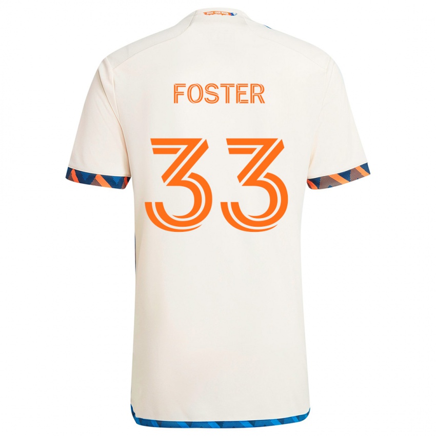 Dětské Isaiah Foster #33 Bílá Oranžová Daleko Hráčské Dresy 2024/25 Dres