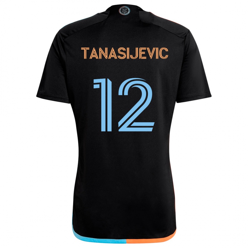 Dětské Strahinja Tanasijevic #12 Černá Oranžová Modrá Daleko Hráčské Dresy 2024/25 Dres