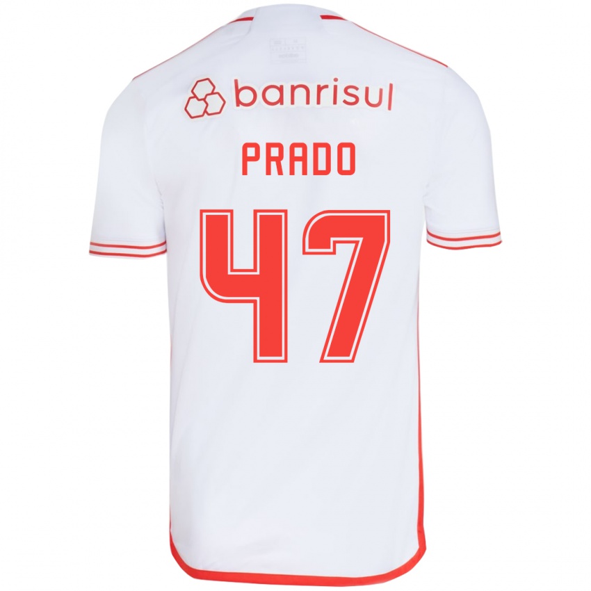 Dětské Gustavo Prado #47 Bílá Červená Daleko Hráčské Dresy 2024/25 Dres