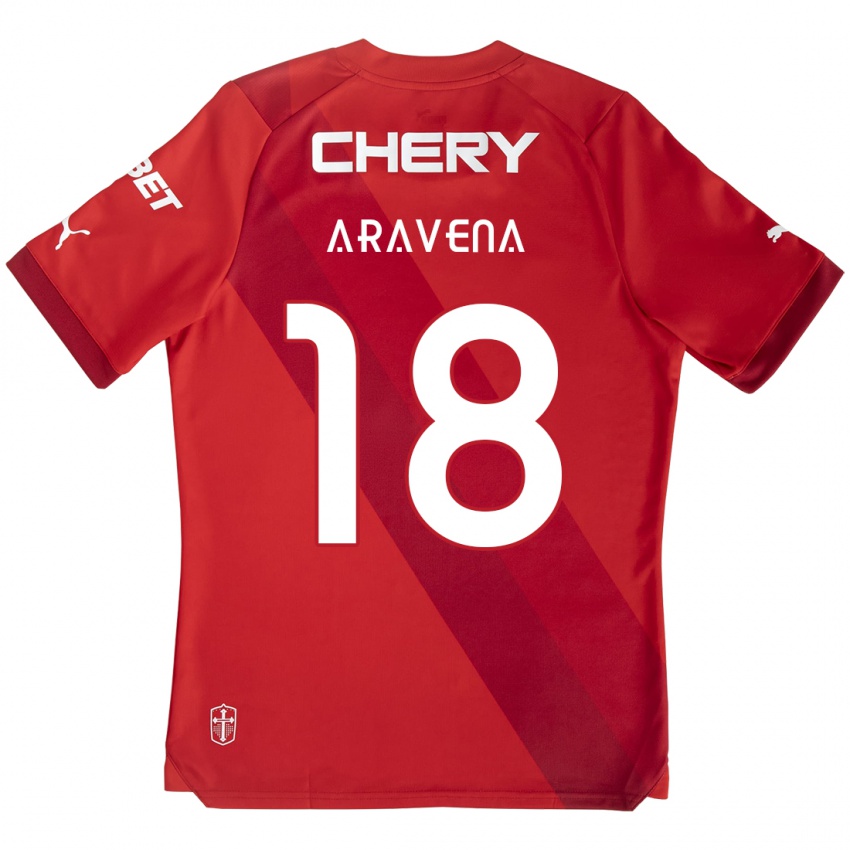 Dětské Alexander Aravena #18 Červená Bílá Daleko Hráčské Dresy 2024/25 Dres