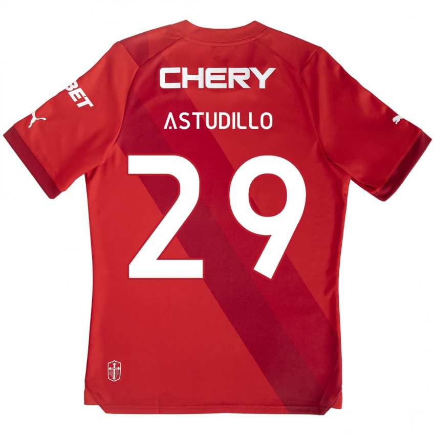 Dětské Aaron Astudillo #29 Červená Bílá Daleko Hráčské Dresy 2024/25 Dres