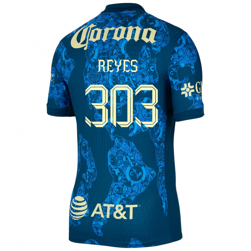 Dětské Diego Reyes #303 Modrá Žlutá Daleko Hráčské Dresy 2024/25 Dres