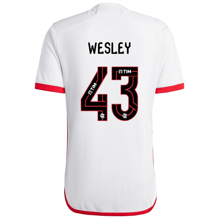 Dětské Wesley #43 Bílá Červená Daleko Hráčské Dresy 2024/25 Dres