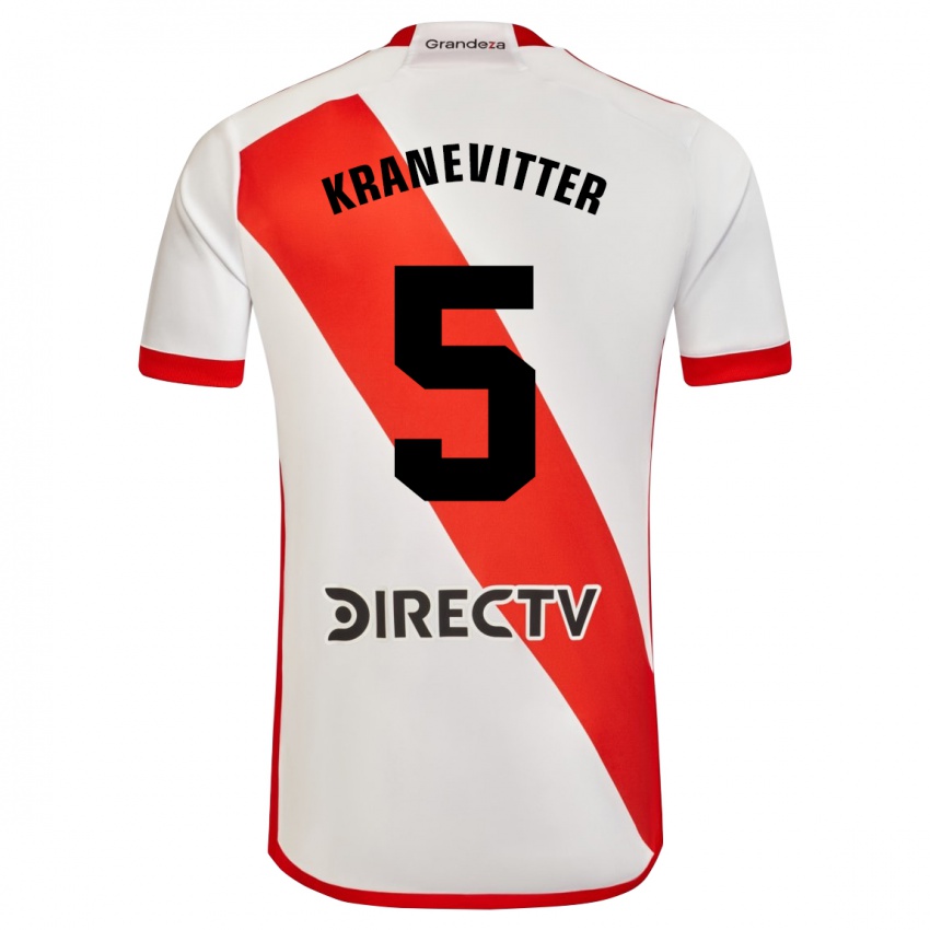 Pánské Matias Kranevitter #5 Bílá Červená Domů Hráčské Dresy 2024/25 Dres