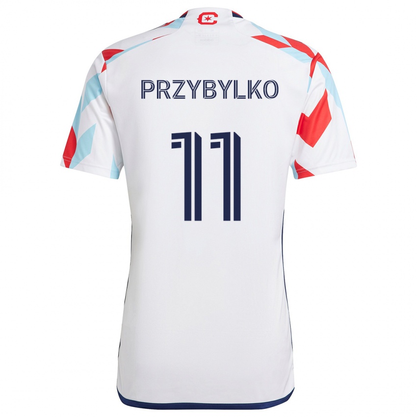 Pánské Kacper Przybylko #11 Bílá Červená Modrá Daleko Hráčské Dresy 2024/25 Dres