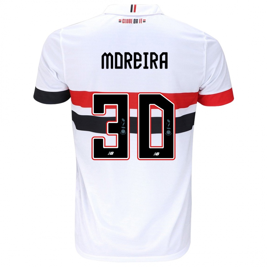 Dětské João Moreira #30 Bílá Červená Černá Domů Hráčské Dresy 2024/25 Dres