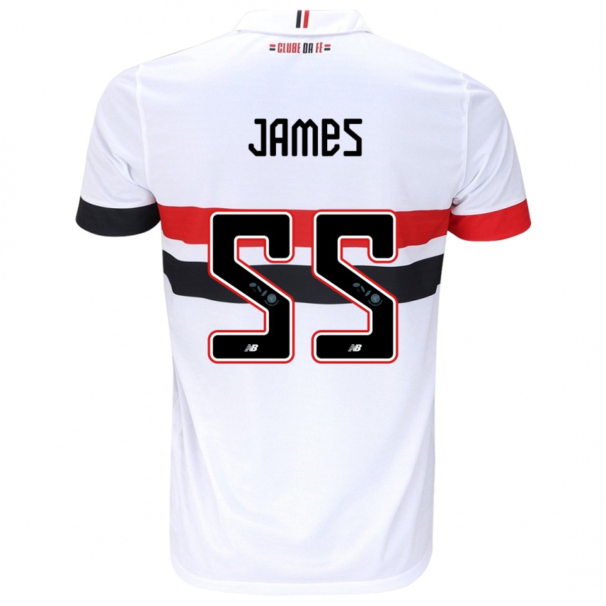 Dětské James Rodríguez #55 Bílá Červená Černá Domů Hráčské Dresy 2024/25 Dres