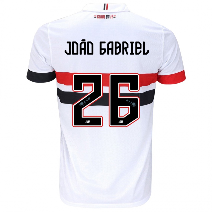 Dětské João Gabriel #26 Bílá Červená Černá Domů Hráčské Dresy 2024/25 Dres