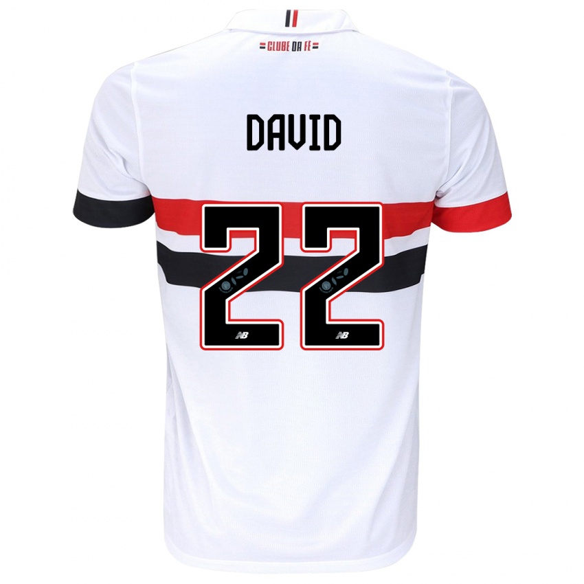 Dětské David #22 Bílá Červená Černá Domů Hráčské Dresy 2024/25 Dres