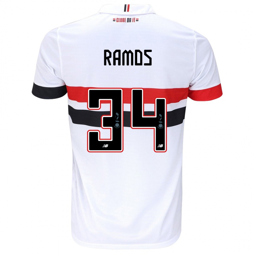 Dětské Raí Ramos #34 Bílá Červená Černá Domů Hráčské Dresy 2024/25 Dres