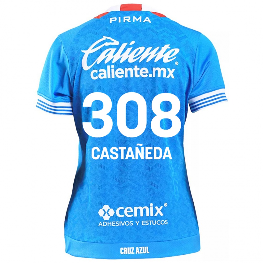 Dětské Emiliano Castañeda #308 Modrá Obloha Domů Hráčské Dresy 2024/25 Dres