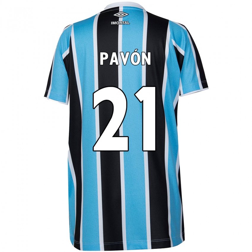 Dětské Cristian Pavon #21 Modrá Černá Bílá Domů Hráčské Dresy 2024/25 Dres