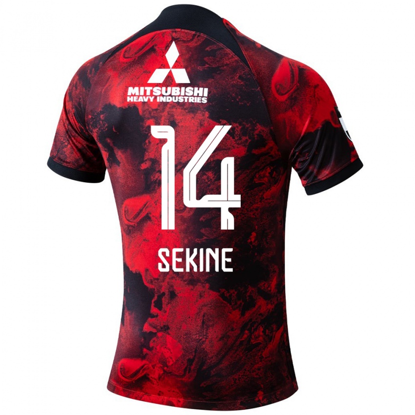 Dětské Takahiro Sekine #14 Červená Černá Domů Hráčské Dresy 2024/25 Dres