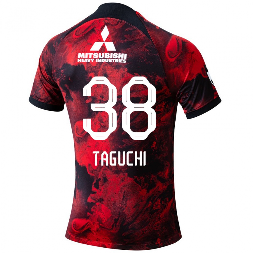 Dětské Keita Taguchi #38 Červená Černá Domů Hráčské Dresy 2024/25 Dres