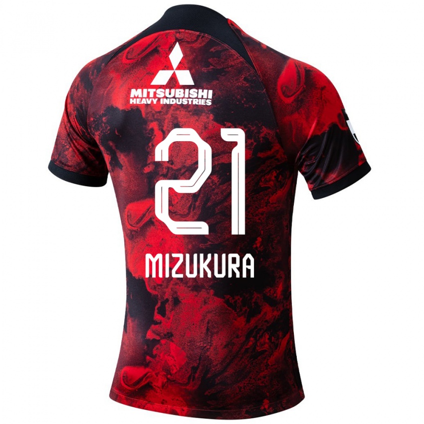 Dětské Kei Mizukura #21 Červená Černá Domů Hráčské Dresy 2024/25 Dres